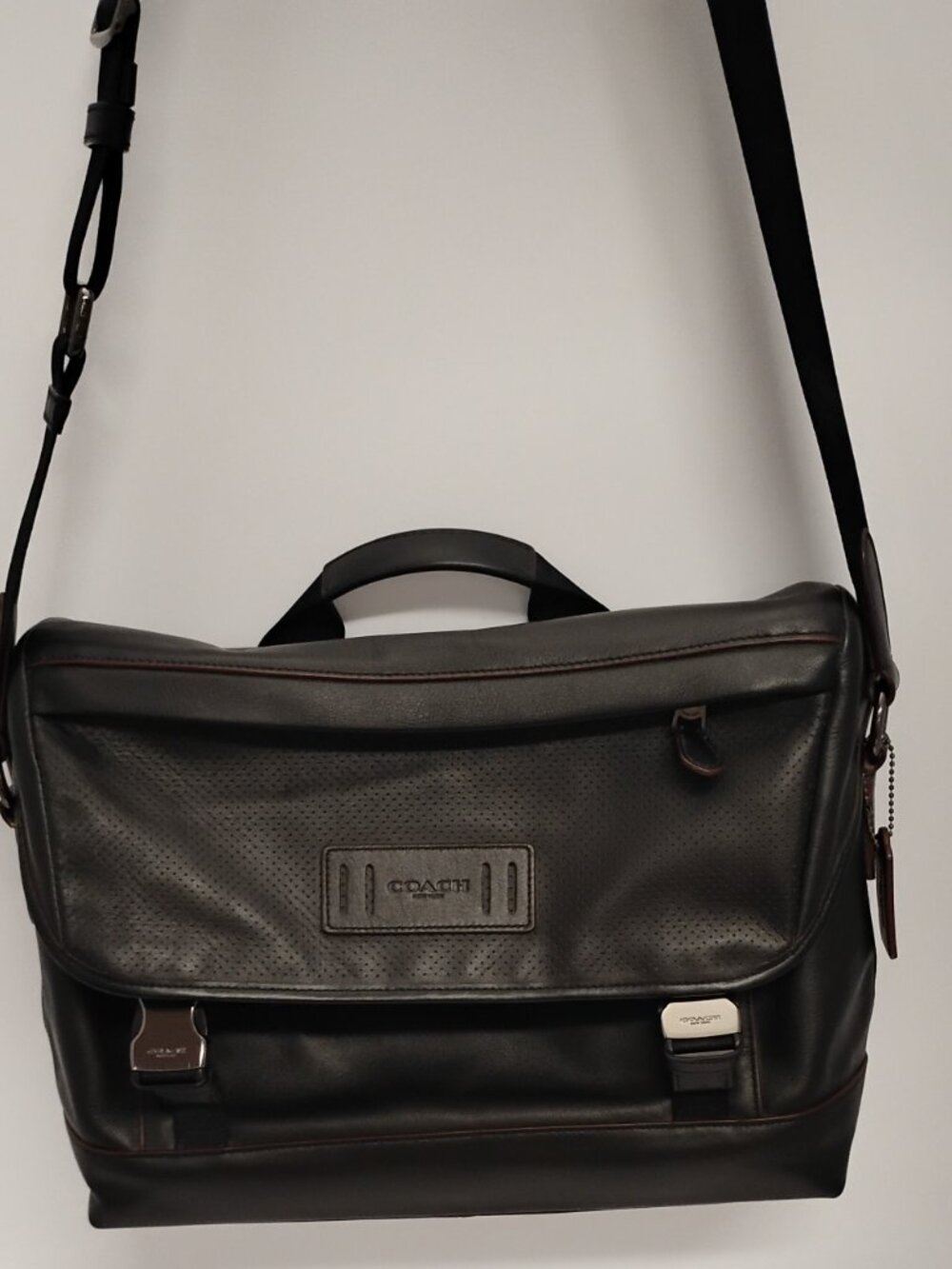 Coach Ranger Messenger F79902 Black Leather Laptop Bag
